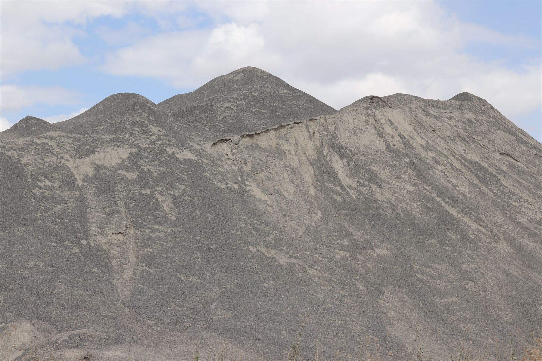 Mounds of assorted construction materials